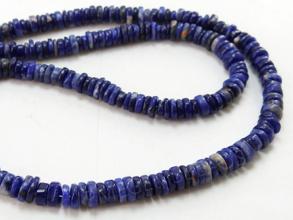 Sodalite Smooth Tire Bead Button Coin Wheel Shape 16Inches Strand 5MM Approx Wholesale Price New Arrival PME-T2