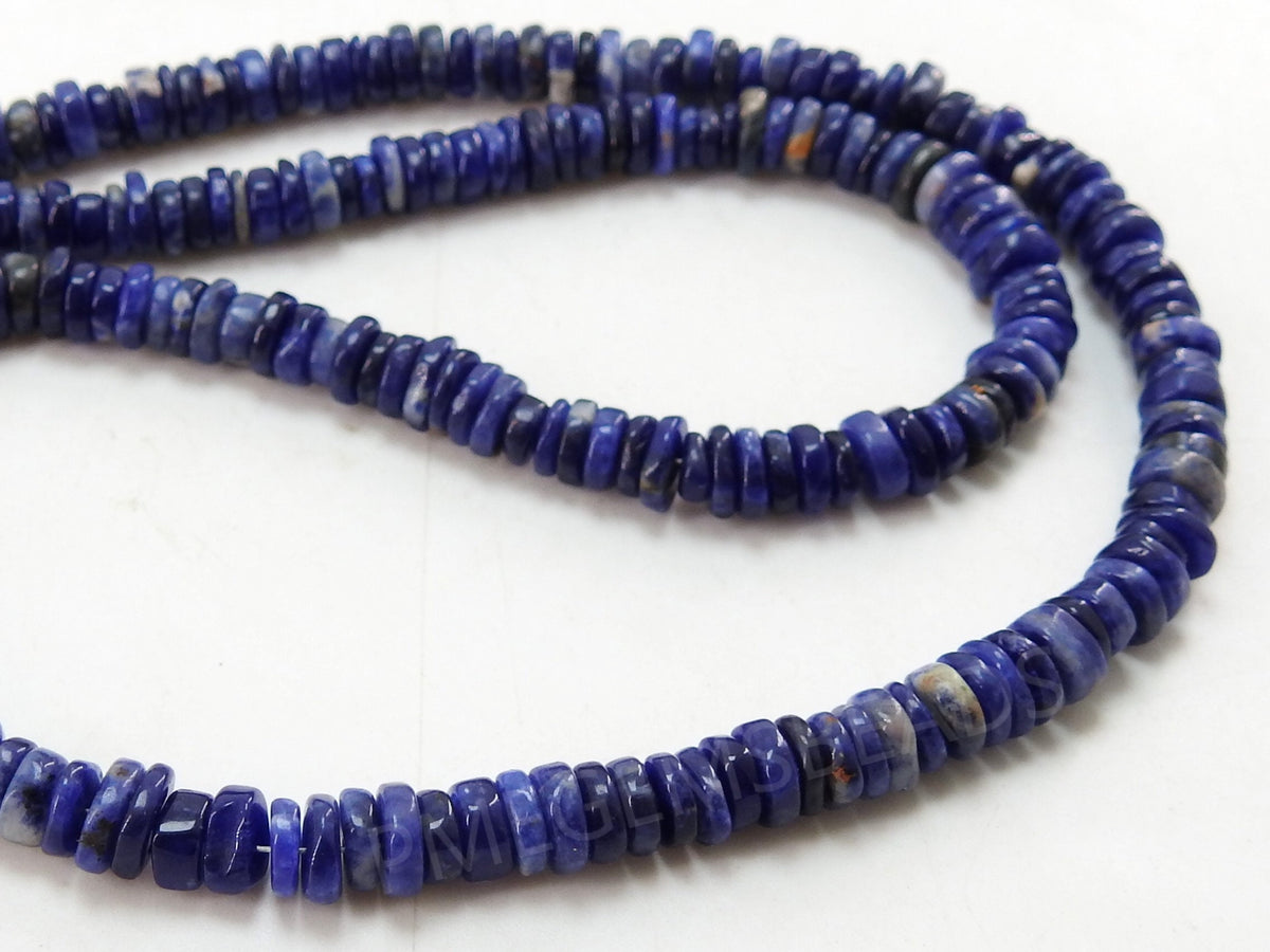 Sodalite Smooth Tire Bead Button Coin Wheel Shape 16Inches Strand 5MM Approx Wholesale Price New Arrival PME-T2