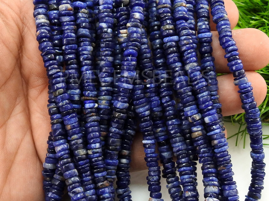 Sodalite Smooth Tire Bead Button Coin Wheel Shape 16Inches Strand 5MM Approx Wholesale Price New Arrival PME-T2