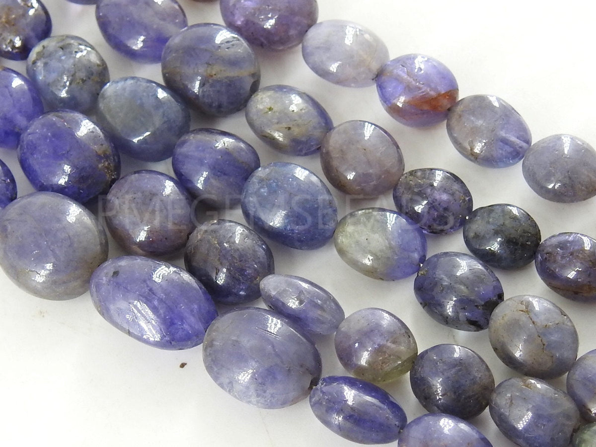 Blue Tanzanite Smooth Oval Shape Tumble Nuggets, 8" Strand 14x10mm To 6x5mm Natural Gemstone Wholesale Jewelry Supplies PME-TU5