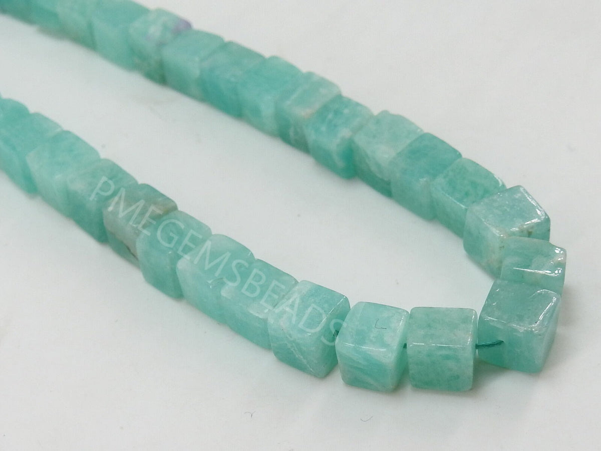 Amazonite Smooth Cubes Box Bead 16Inch Strand Wholesaler Supplies Natural Stone PME-CB2