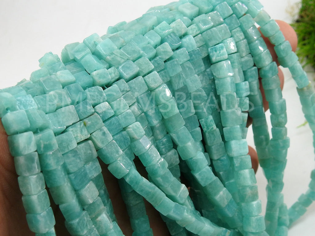 Amazonite Smooth Cubes Box Bead 16Inch Strand Wholesaler Supplies Natural Stone PME-CB2