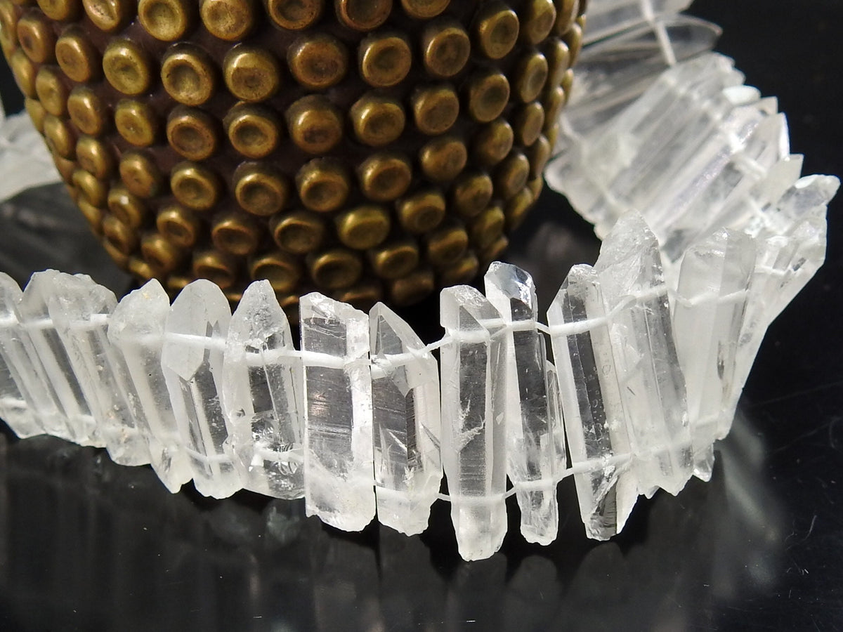 Crystal Quartz Natural Rough Stick Loose Raw Healing Stone 8" Strand, 15-20mm Long Wholesale Jewelry Making Craft Supplies R6