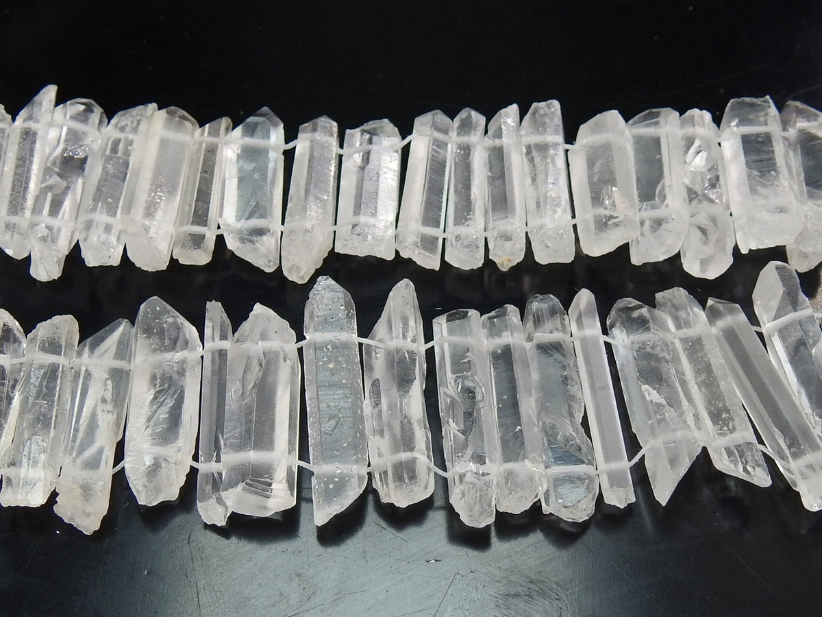 Crystal Quartz Natural Rough Stick Loose Raw Healing Stone 8" Strand, 15-20mm Long Wholesale Jewelry Making Craft Supplies R6
