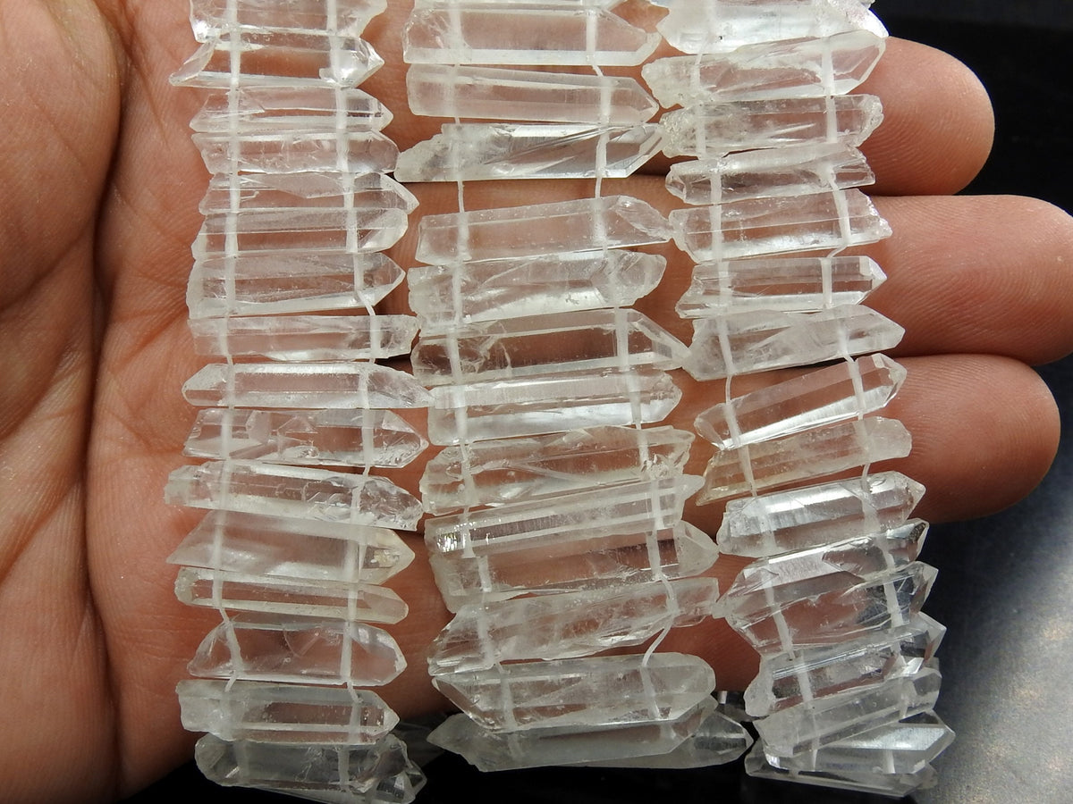 Crystal Quartz Natural Rough Stick Loose Raw Healing Stone 8" Strand, 15-20mm Long Wholesale Jewelry Making Craft Supplies R6