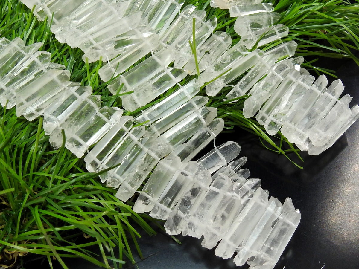 Crystal Quartz Natural Rough Stick Loose Raw Healing Stone 8" Strand, 15-20mm Long Wholesale Jewelry Making Craft Supplies R6