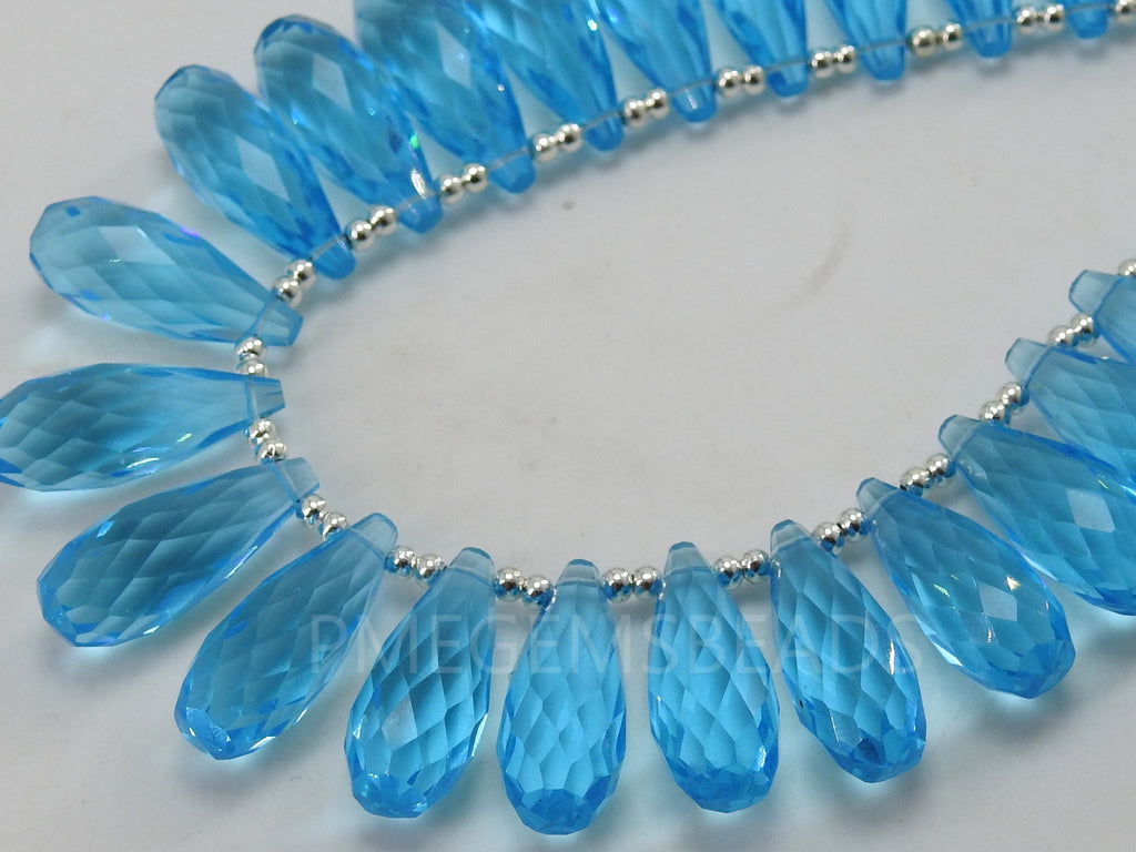 20X8MM Quartz Faceted Drop 2Piece Handmade Loose Bead Matched Pair | Crystal Teardrop Briolette for Earring Making Wholesaler Supplies PMEQA