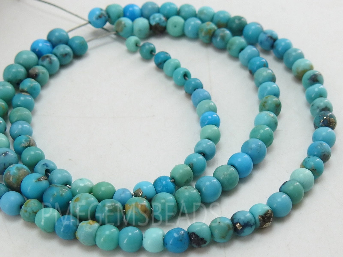 Natural Arizona Turquoise Smooth Round Bead Strand Sphere Ball Turquoise Beads for Jewelry Making 16 Inches Wholesale Gemstone Supplies