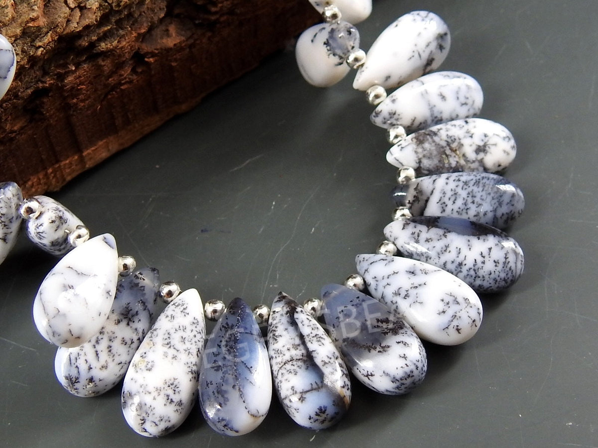 Dendrite Opal Smooth Teardrop Handmade Loose Stone 10Piece 15X7MM Natural Stone MS-BR8