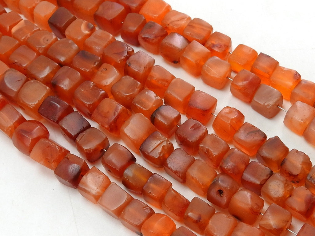 Carnelian Smooth Matte Polished Cube Box Bead Loose Stone For Making Jewelry 8Inches 5X5To7X7MM Approx Wholesaler Supplies Natural Stone CB1