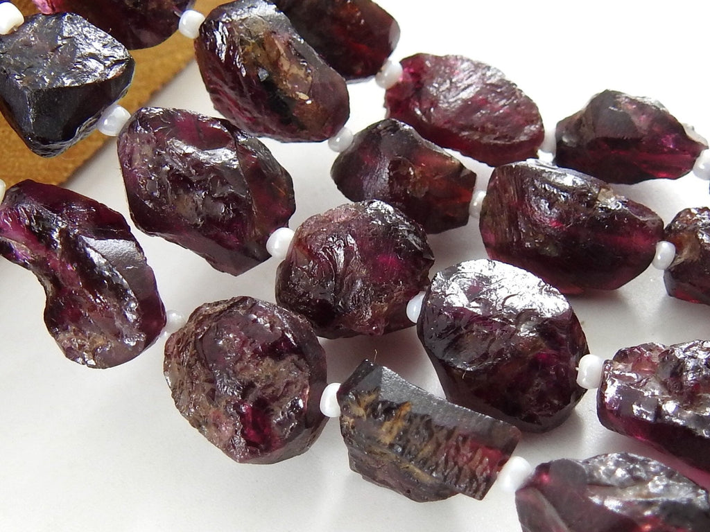 Natural Rhodolite Garnet Rough Tumble Nugget Loose Raw Stone Beads 8 Inch Strand 14-8mm Genuine Gemstone Jewelry Making Supply DIY
