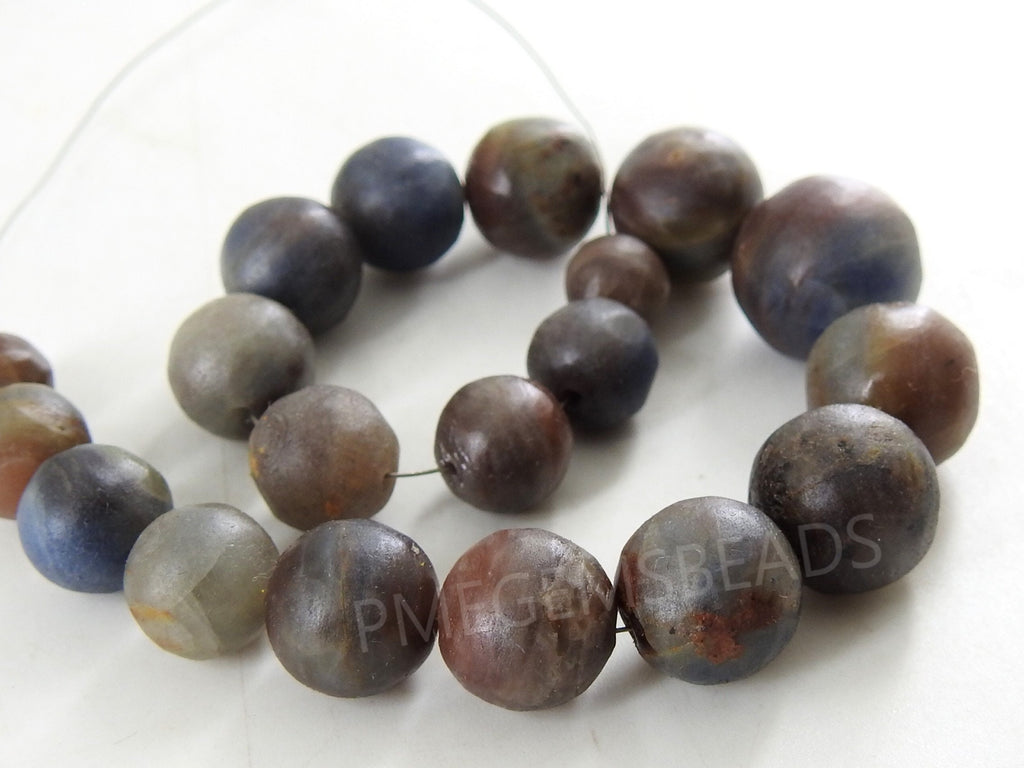 Sapphire Smooth Matte Polished Sphere Ball Round Bead 8Inches Strand 8To15MM Approx For Making Jewelry Natural Stone Loose Wholesale Supply
