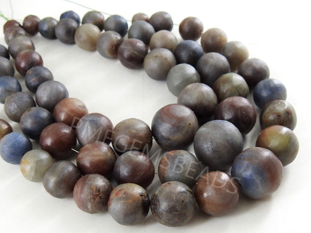 Sapphire Smooth Matte Polished Sphere Ball Round Bead 8Inches Strand 8To15MM Approx For Making Jewelry Natural Stone Loose Wholesale Supply