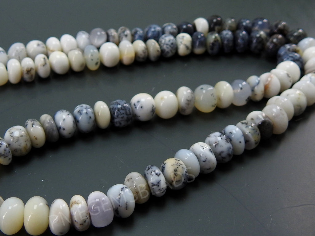 Natural Dendrite Opal Smooth Rondelle Beads 7mm, Shaded Genuine Gemstone Roundel, 16 Inch Strand for Jewelry Making, Beading Supplies