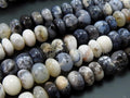 Natural Dendrite Opal Smooth Rondelle Beads 7mm, Shaded Genuine Gemstone Roundel, 16 Inch Strand for Jewelry Making, Beading Supplies