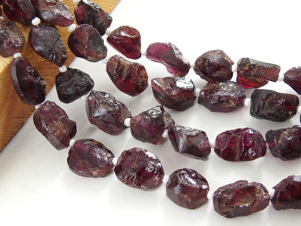 Natural Rhodolite Garnet Rough Tumble Nugget Loose Raw Stone Beads 8 Inch Strand 14-8mm Genuine Gemstone Jewelry Making Supply DIY