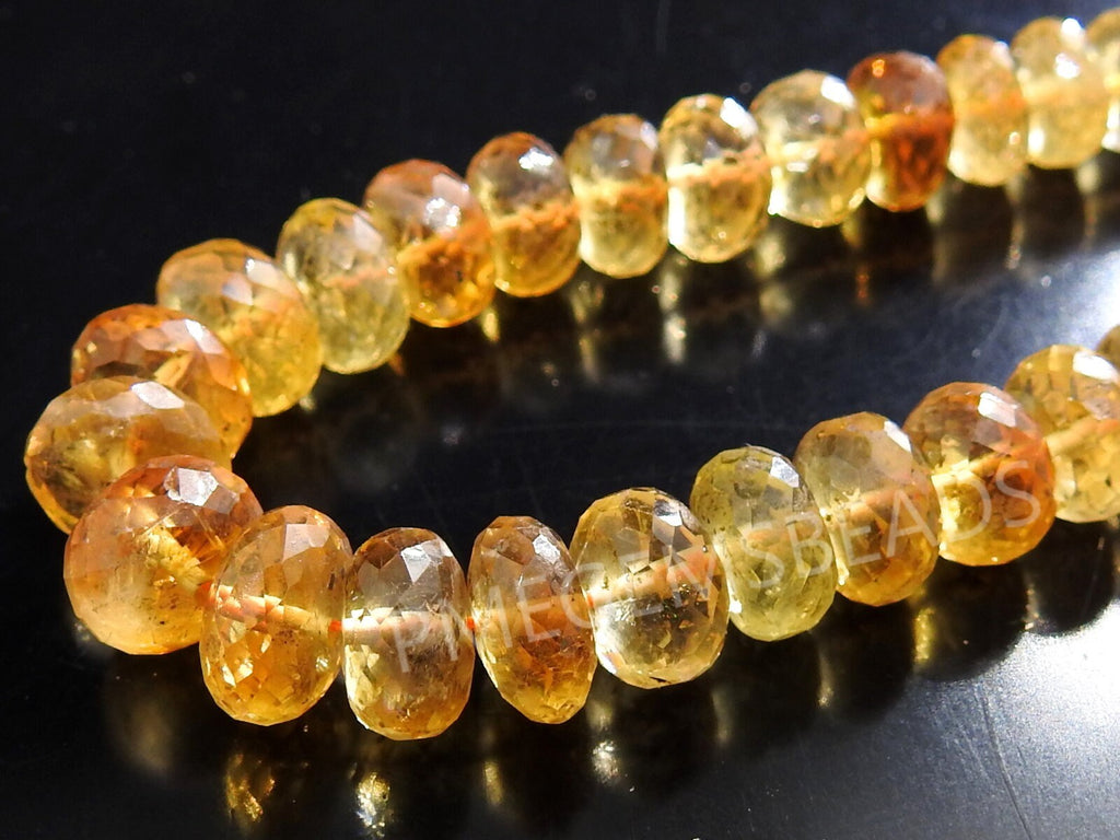 Natural Citrine Shaded Faceted Roundel Beads 8 Inch Strand Loose Gemstone Spacer Rondelle Bead for Handmade Jewelry Making Supplies PME-B5