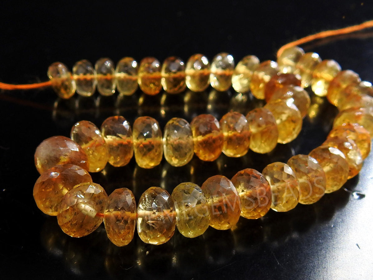 Natural Citrine Shaded Faceted Roundel Beads 8 Inch Strand Loose Gemstone Spacer Rondelle Bead for Handmade Jewelry Making Supplies PME-B5
