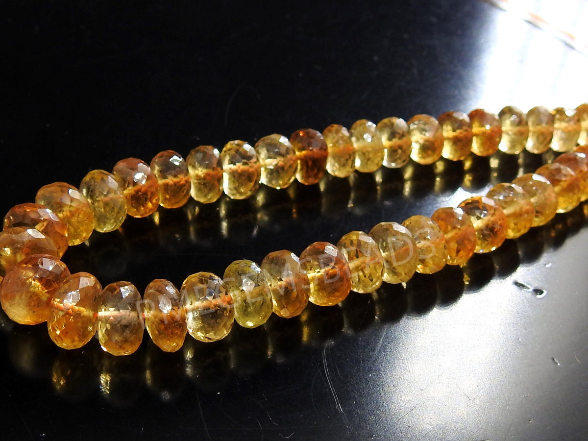 Natural Citrine Shaded Faceted Roundel Beads 8 Inch Strand Loose Gemstone Spacer Rondelle Bead for Handmade Jewelry Making Supplies PME-B5
