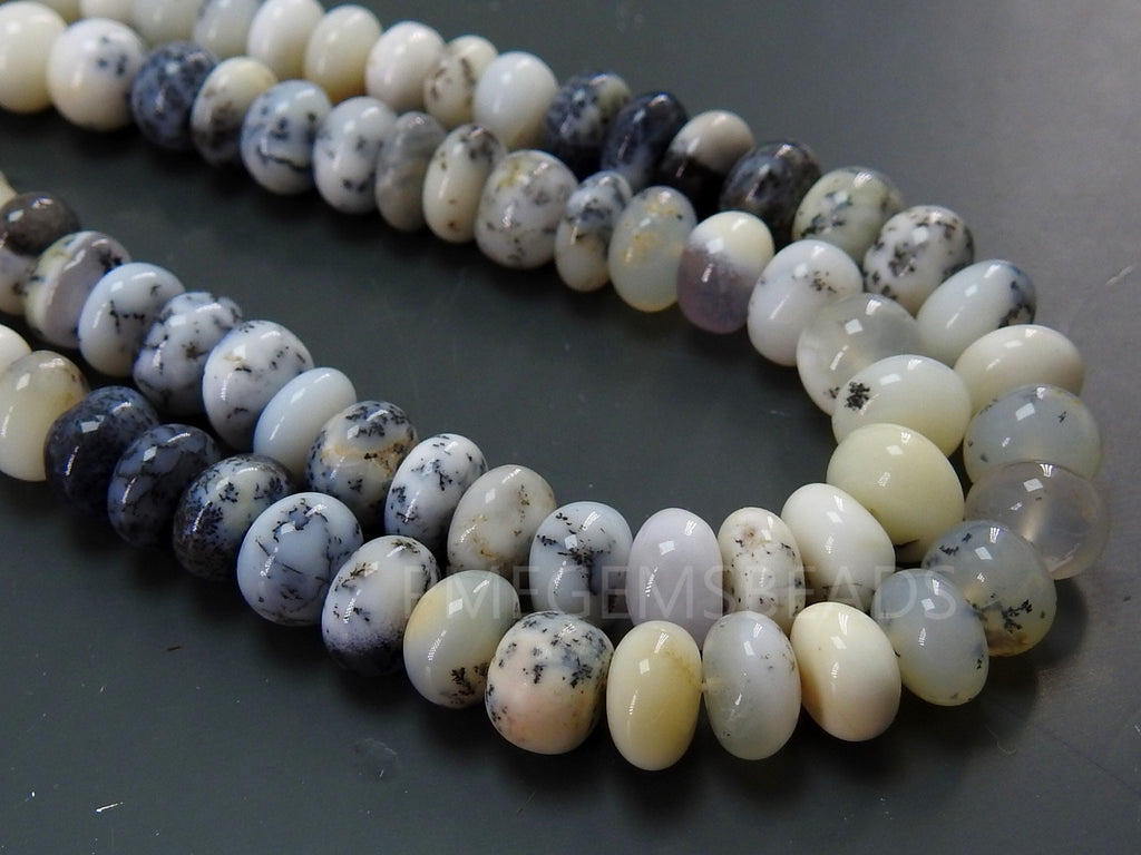 Natural Dendrite Opal Smooth Rondelle Beads 7mm, Shaded Genuine Gemstone Roundel, 16 Inch Strand for Jewelry Making, Beading Supplies