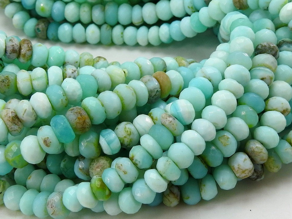 Blue Peruvian Opal Faceted Roundel Bead 12Inch 7MM For Jewelry Making Stone Genuine Peru Gemstone Strand Loose Spacer DIY Craft MS-B4