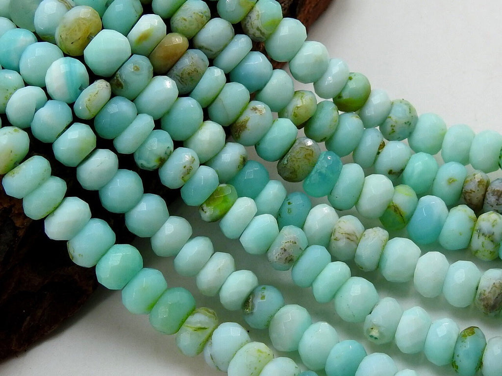 Blue Peruvian Opal Faceted Roundel Bead 12Inch 7MM For Jewelry Making Stone Genuine Peru Gemstone Strand Loose Spacer DIY Craft MS-B4
