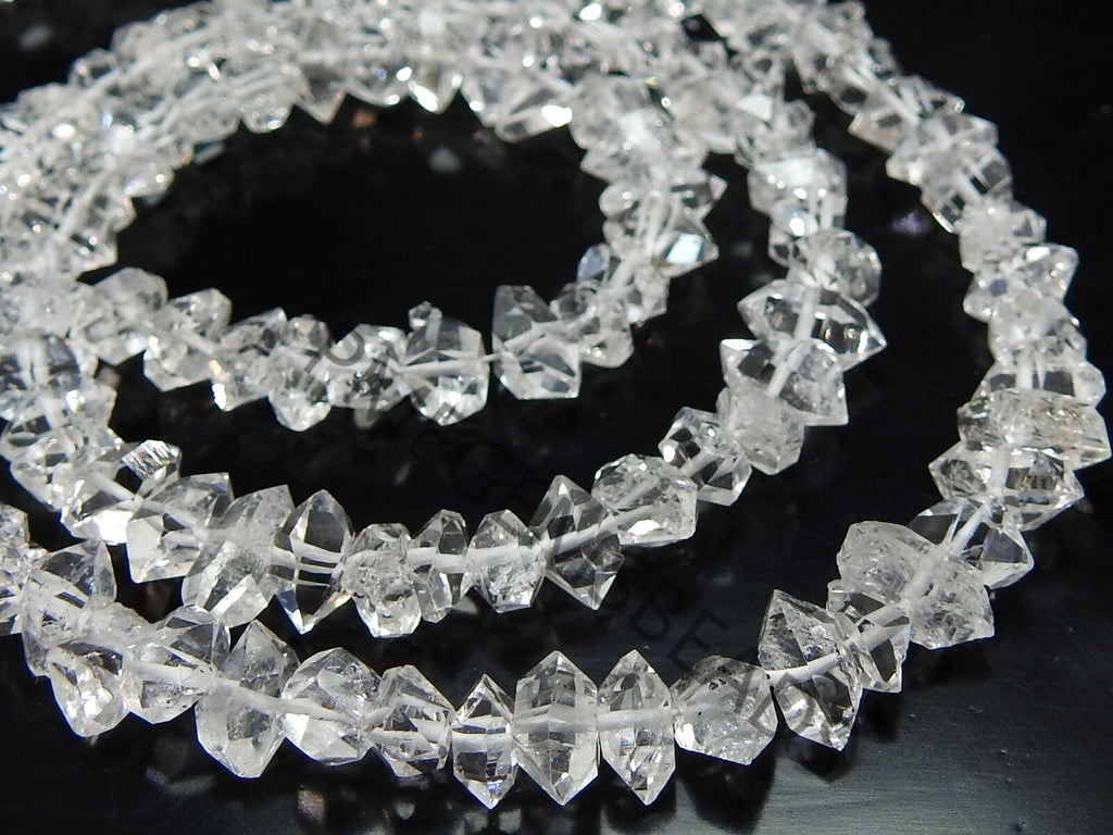 Herkimer Diamond Rough Bead-Natural Crystal Double Terminated-Nugget Chip Uncut- 16Inch 5-7MM Approx PME-RB4