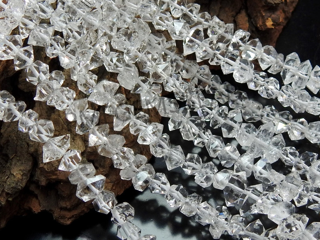 Herkimer Diamond Rough Bead-Natural Crystal Double Terminated-Nugget Chip Uncut- 16Inch 5-7MM Approx PME-RB4