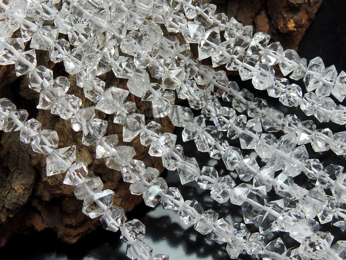 Herkimer Diamond Rough Bead-Natural Crystal Double Terminated-Nugget Chip Uncut- 16Inch 5-7MM Approx PME-RB4