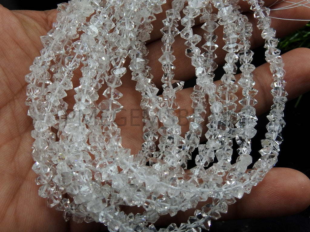 Herkimer Diamond Rough Bead-Natural Crystal Double Terminated-Nugget Chip Uncut- 16Inch 5-7MM Approx PME-RB4