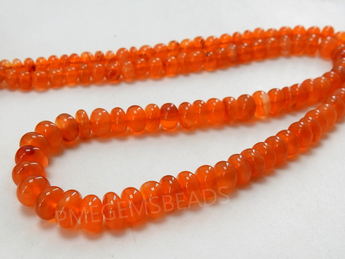 Carnelian Smooth Roundel Bead 16Inches 4-7MM Approx For Making Jewelry Wholesaler Supplies New Arrival Natural Stone PME-B1