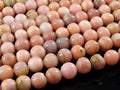 Natural Pink Peruvian Opal Smooth Round Beads 14 Inch Strand Genuine Pink Opal Sphere Ball Loose Stone for Handmade Jewelry Supplies MS-B4