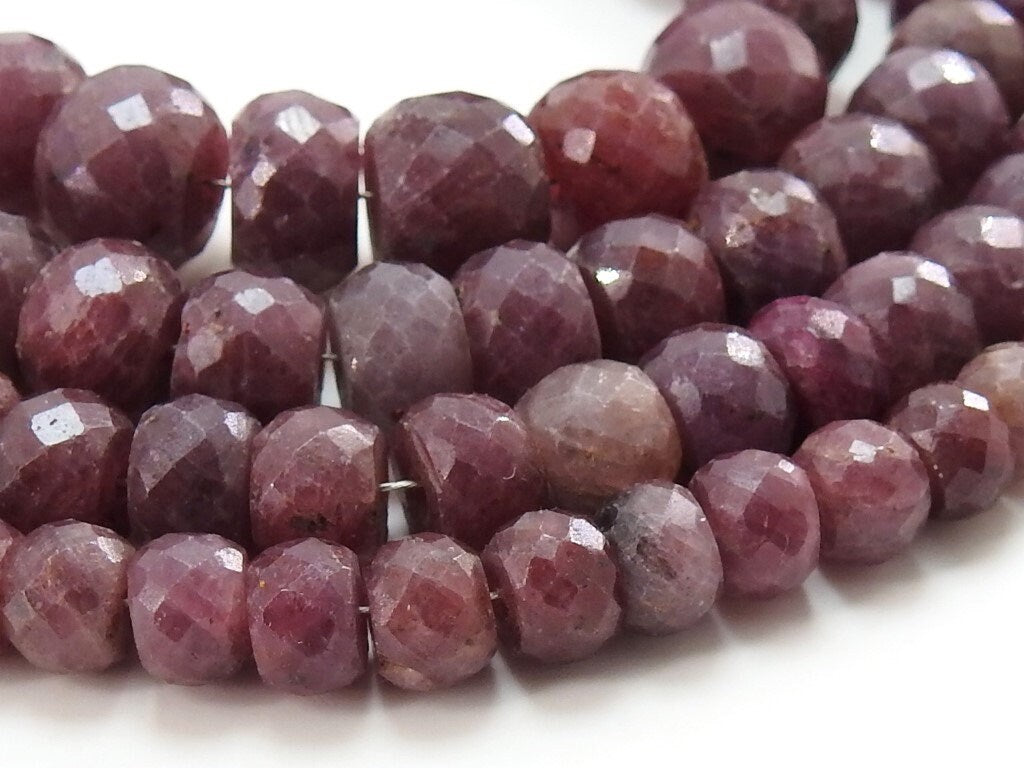 Ruby Faceted Rondell Bead-For Making Jewelry-8Inches Strand-Natural Stone PMEB-2