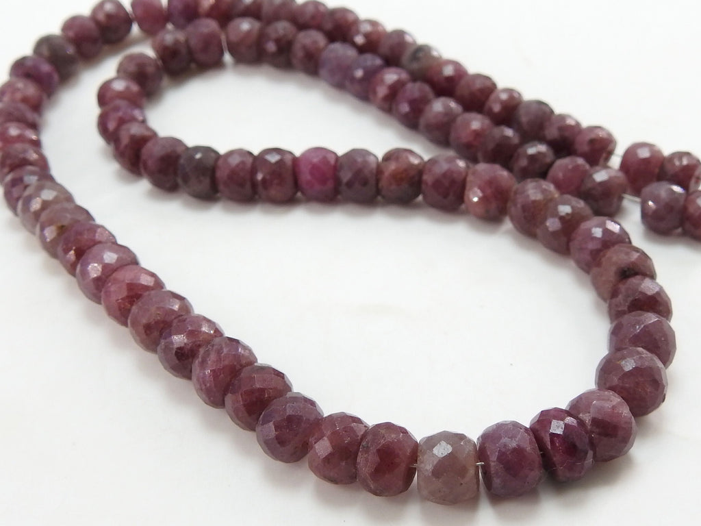 Ruby Faceted Rondell Bead-For Making Jewelry-8Inches Strand-Natural Stone PMEB-2
