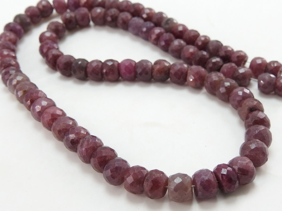 Ruby Faceted Rondell Bead-For Making Jewelry-8Inches Strand-Natural Stone PMEB-2