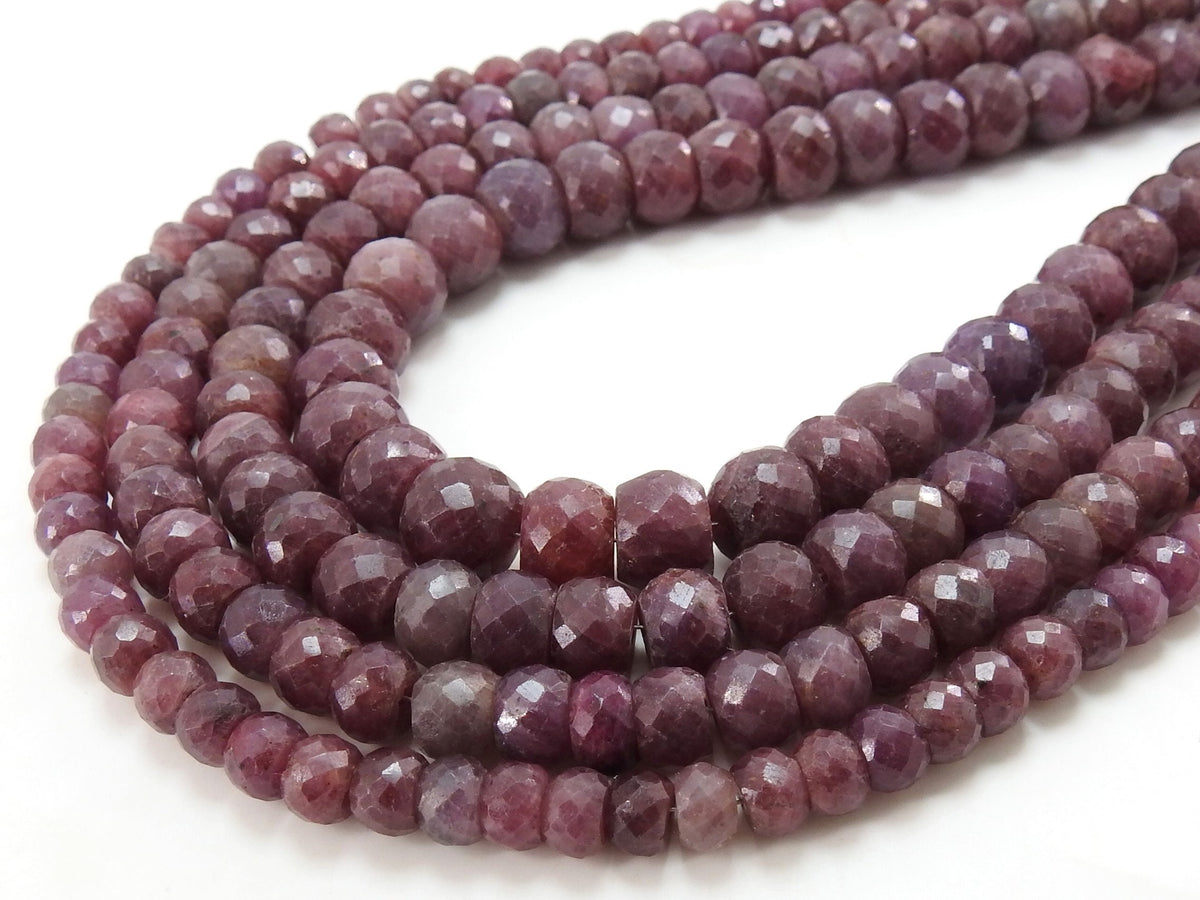 Ruby Faceted Rondell Bead-For Making Jewelry-8Inches Strand-Natural Stone PMEB-2