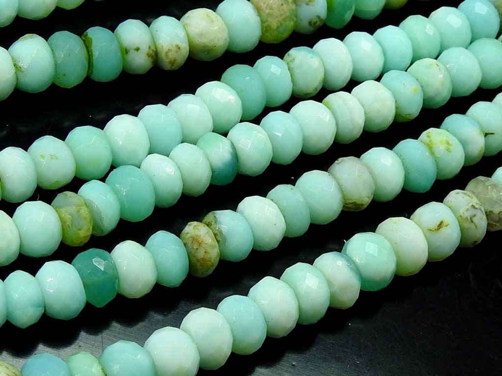 Blue Peruvian Opal Faceted Roundel Bead 12Inch 7MM For Jewelry Making Stone Genuine Peru Gemstone Strand Loose Spacer DIY Craft MS-B4
