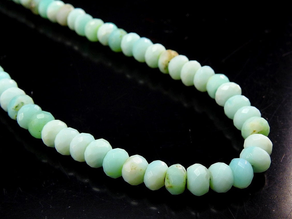 Blue Peruvian Opal Faceted Roundel Bead 12Inch 7MM For Jewelry Making Stone Genuine Peru Gemstone Strand Loose Spacer DIY Craft MS-B4