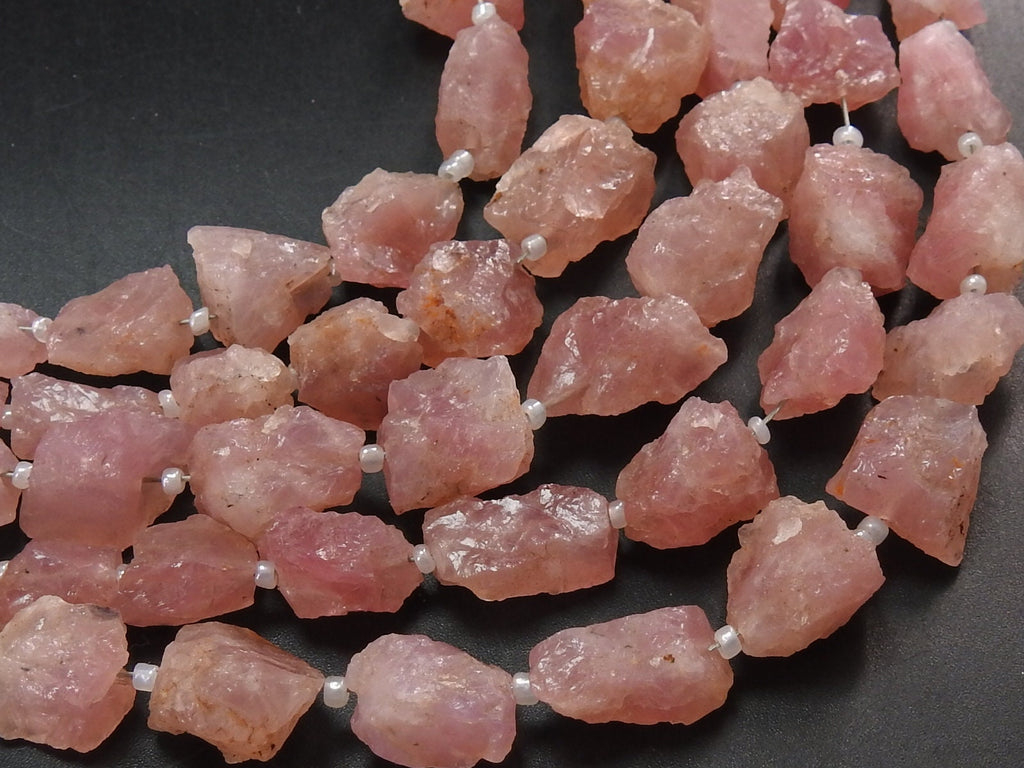 Natural Morganite Rough Tumble Nugget 10Inches Strand 10-15mm Loose Gemstone Beads Wholesale Jewelry Making Craft Supplies Raw Pink Stone