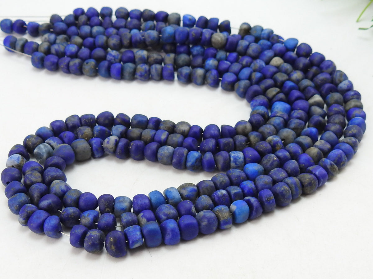 Natural Lapis Lazuli Smooth Matte Polished Roundel Bead 16 Inch Strand Wholesale Gemstone Beads Jewelry Making Supplies WB-5