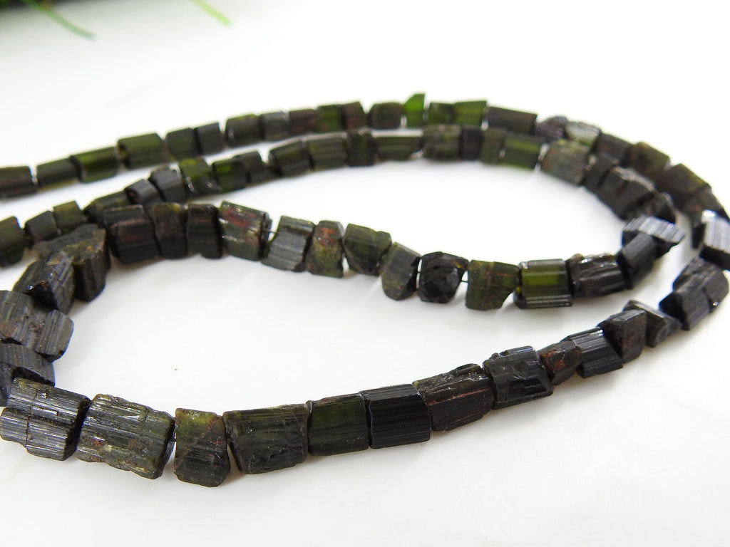 Green Tourmaline Natural Crystal Polished Rough Chip Nugget 14Inches Strand 5-8mm Long Approx Wholesale Stone For Jewelry Making Supplies