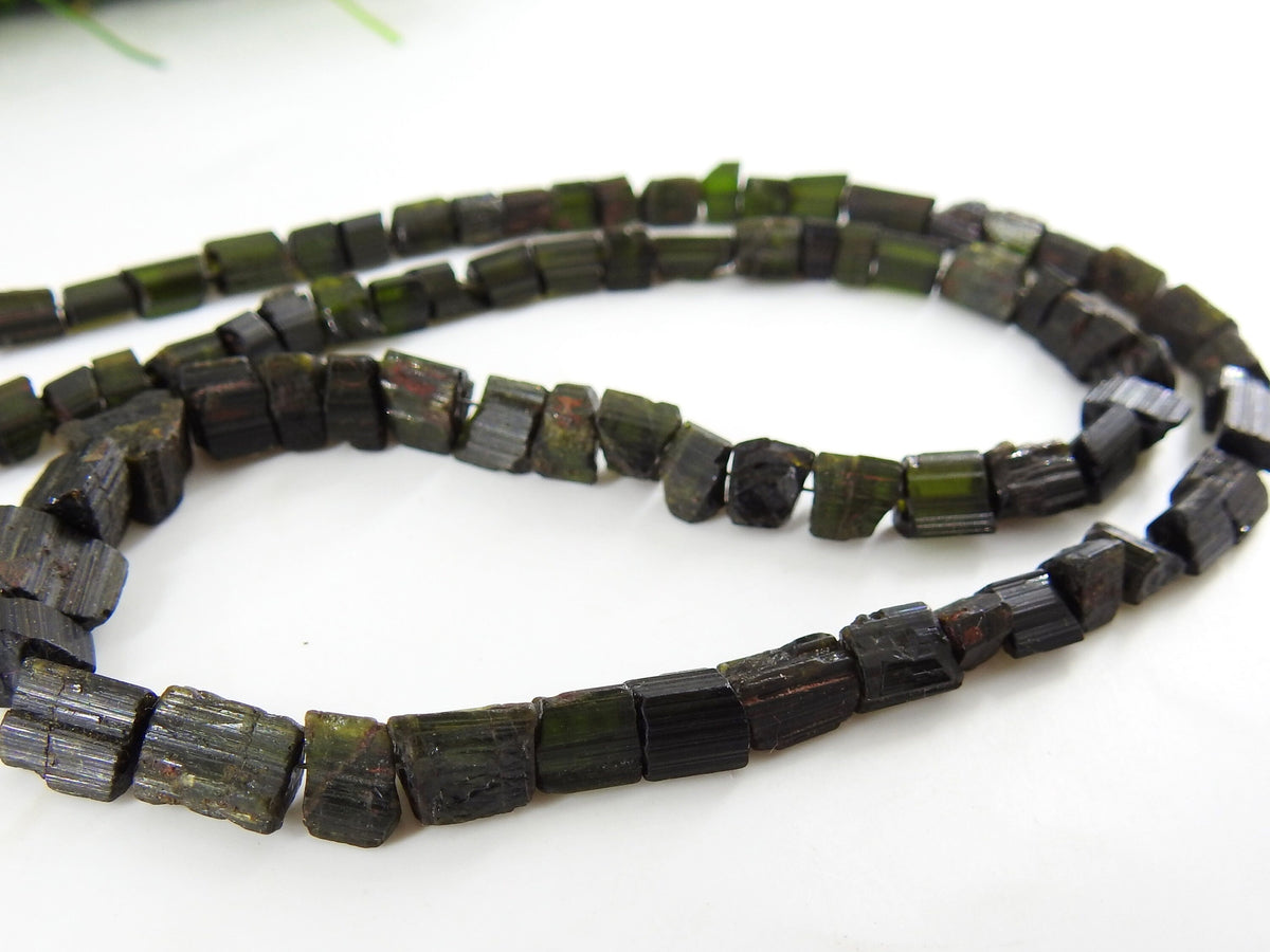 Green Tourmaline Natural Crystal Polished Rough Chip Nugget 14Inches Strand 5-8mm Long Approx Wholesale Stone For Jewelry Making Supplies