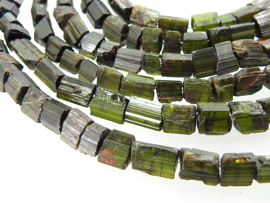 Green Tourmaline Natural Crystal Polished Rough Chip Nugget 14Inches Strand 5-8mm Long Approx Wholesale Stone For Jewelry Making Supplies