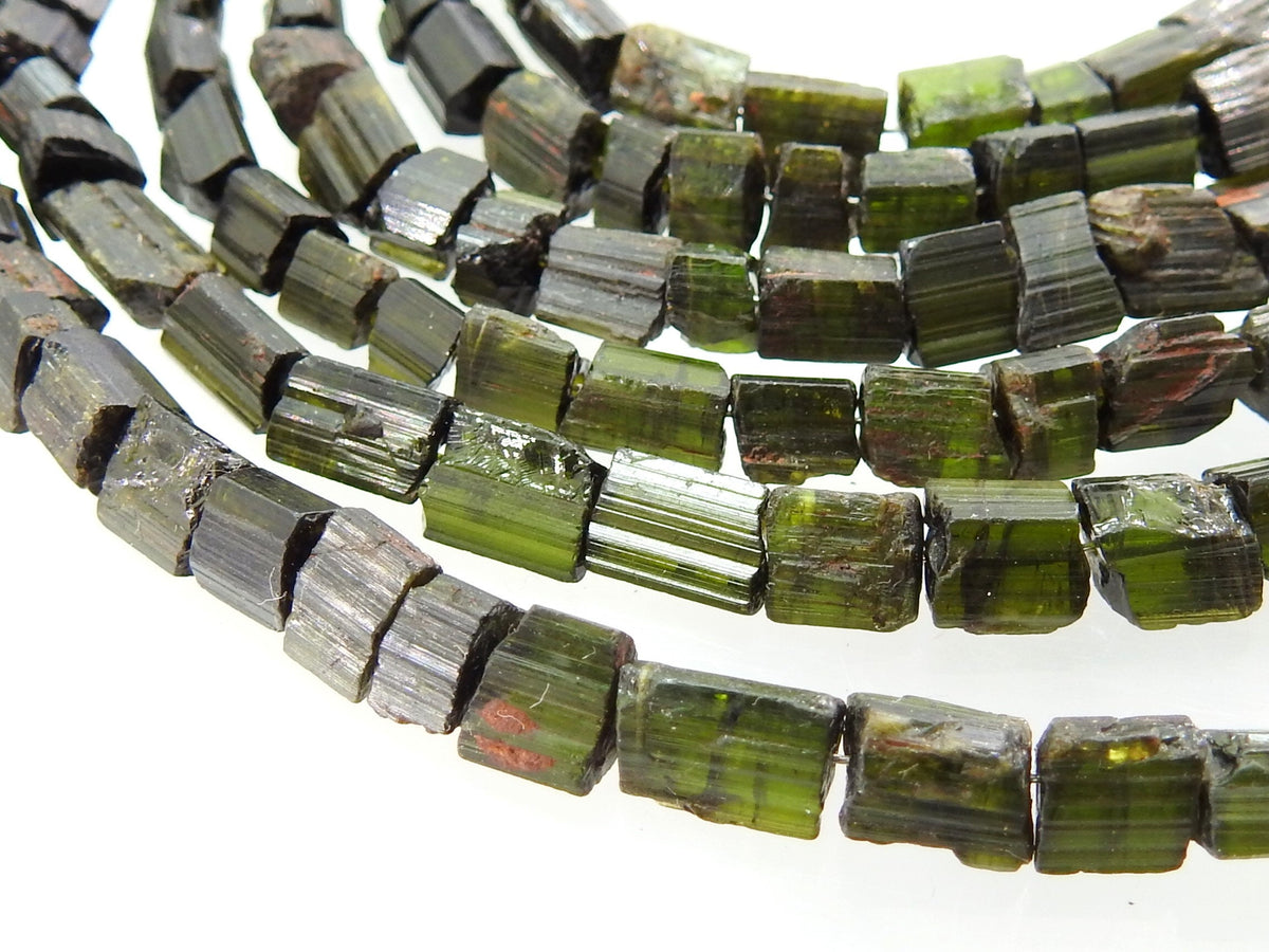 Green Tourmaline Natural Crystal Polished Rough Chip Nugget 14Inches Strand 5-8mm Long Approx Wholesale Stone For Jewelry Making Supplies