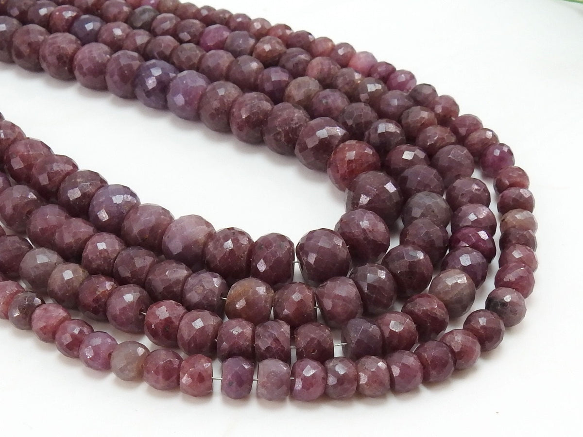 Ruby Faceted Rondell Bead-For Making Jewelry-8Inches Strand-Natural Stone PMEB-2