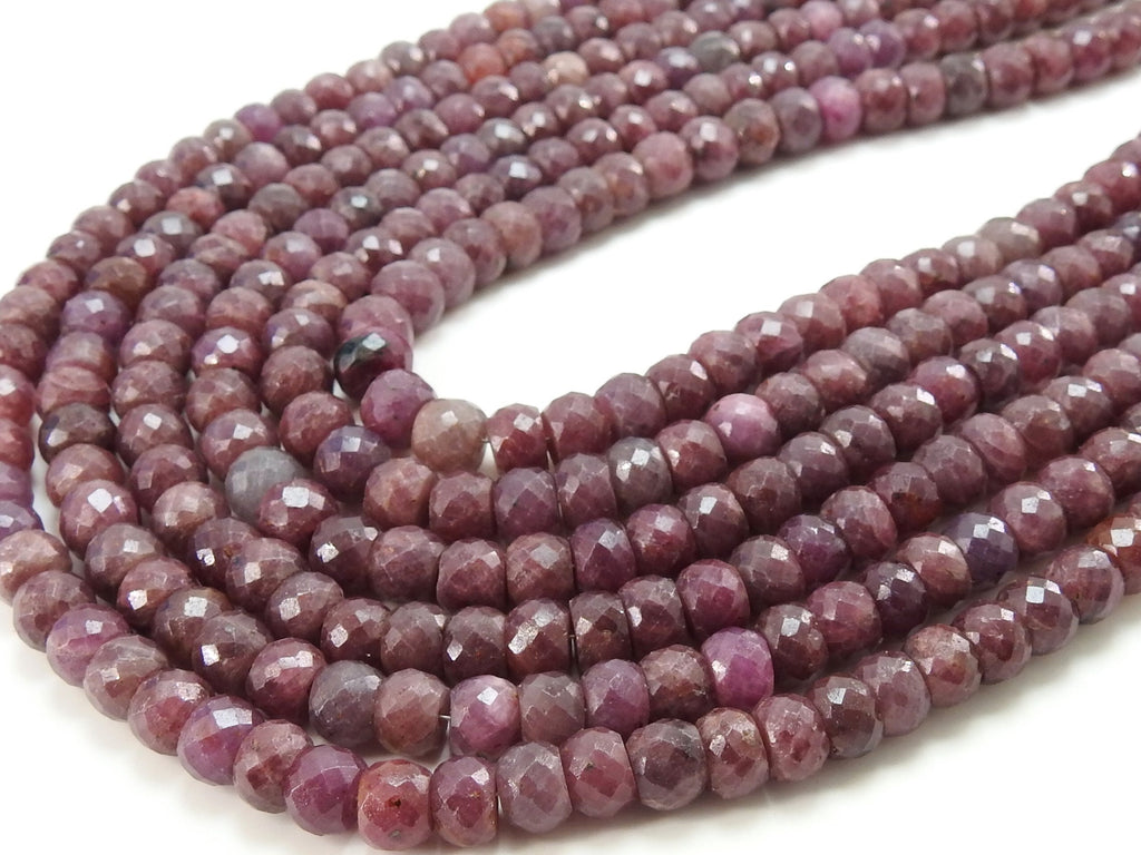 Ruby Faceted Rondell Bead-For Making Jewelry-8Inches Strand-Natural Stone PMEB-2