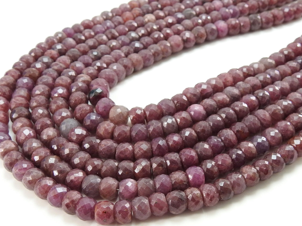 Ruby Faceted Rondell Bead-For Making Jewelry-8Inches Strand-Natural Stone PMEB-2