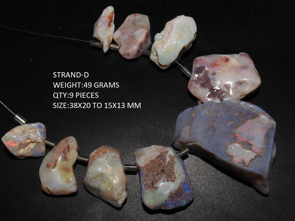 Natural Australian Opal Slice Strand Multi Fire Polished Rough Loose Raw Stone Crystal Mineral Gemstone Wholesale Jewelry Supplies MS