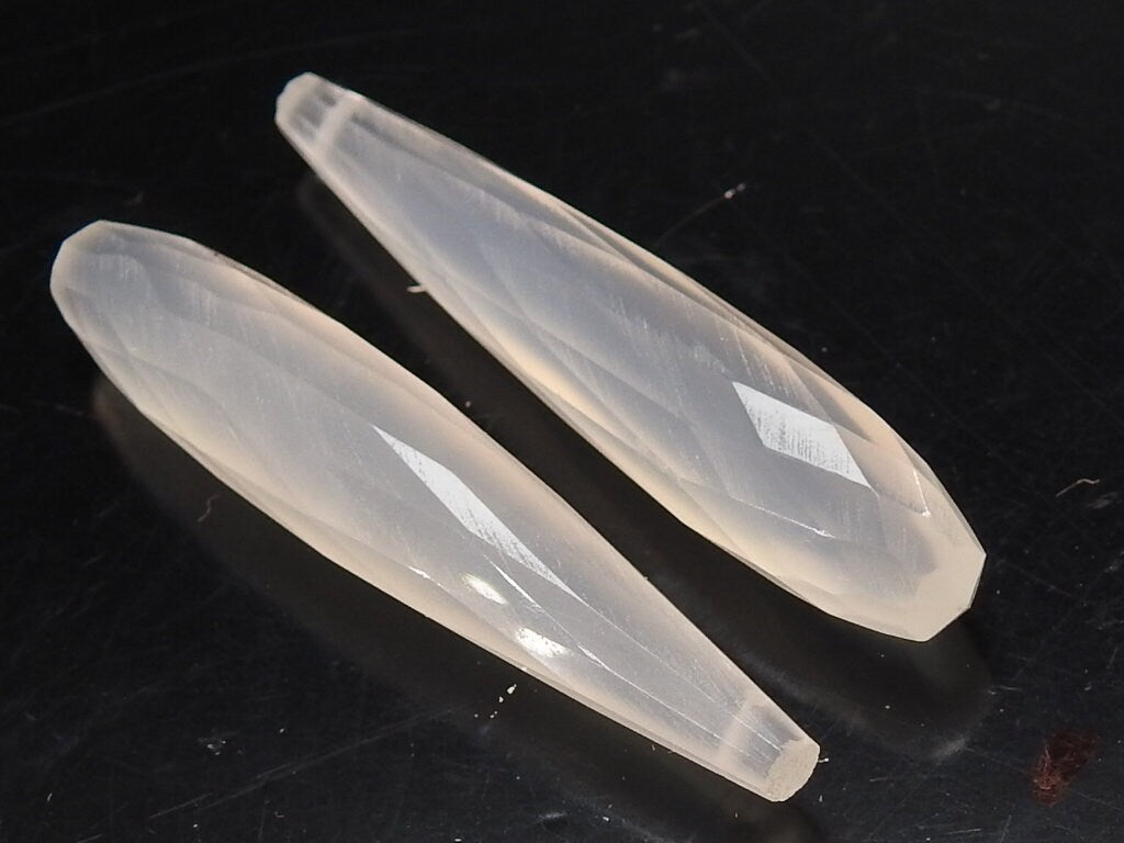 Chalcedony Faceted Elongated Drop Beads, 35mm Long Pendant Charms for Earring Making, 2 Piece Wholesale Jewelry Supplies PME-CY2