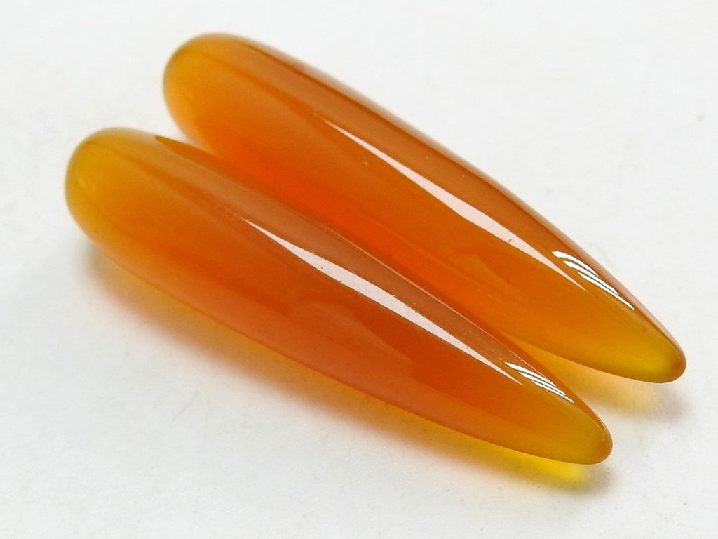 Matched Pair Chalcedony Drop Beads Smooth Polished Elongated 35mm Long 2Pc Set Loose Gemstone Earring Supplies Wholesaler Jewelry Making
